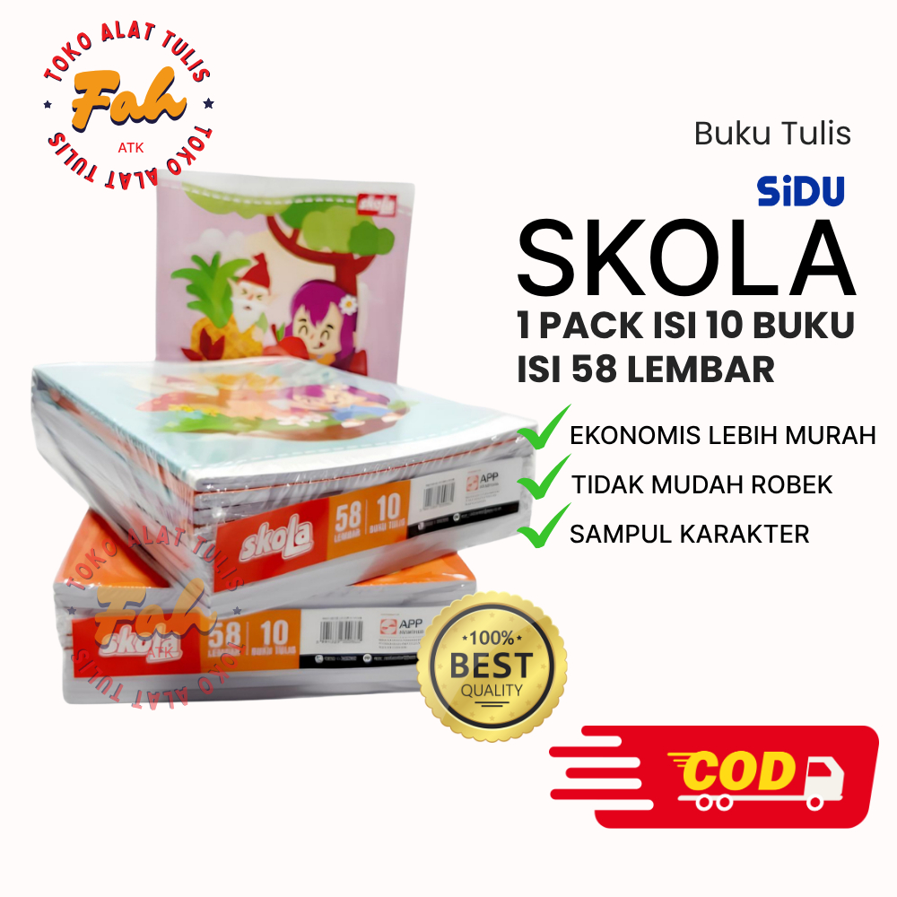 

Buku Tulis Skola by SIDU 1 Pack isi 10 pcs 58 Lembar - Buku tulis Murah