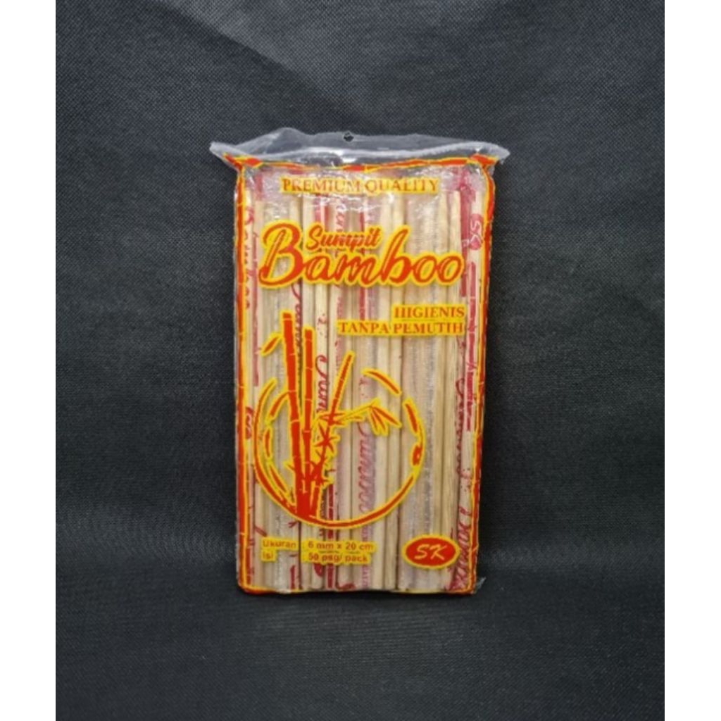 Sumpit Bambu / Bamboo 6 MM x 20 CM Isi 50 Pasang / Sumpit Kayu Steril Higienis
