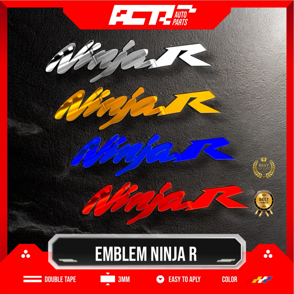 Emblem Motor NINJA R Akrilik timbul logo bahan akrilik 3D STIKER MOTOR TIMBUL