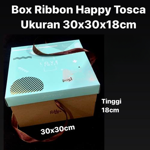 box packaging kue tart dus packing brownies motif happy tosca ukuran 30x30x18 cm