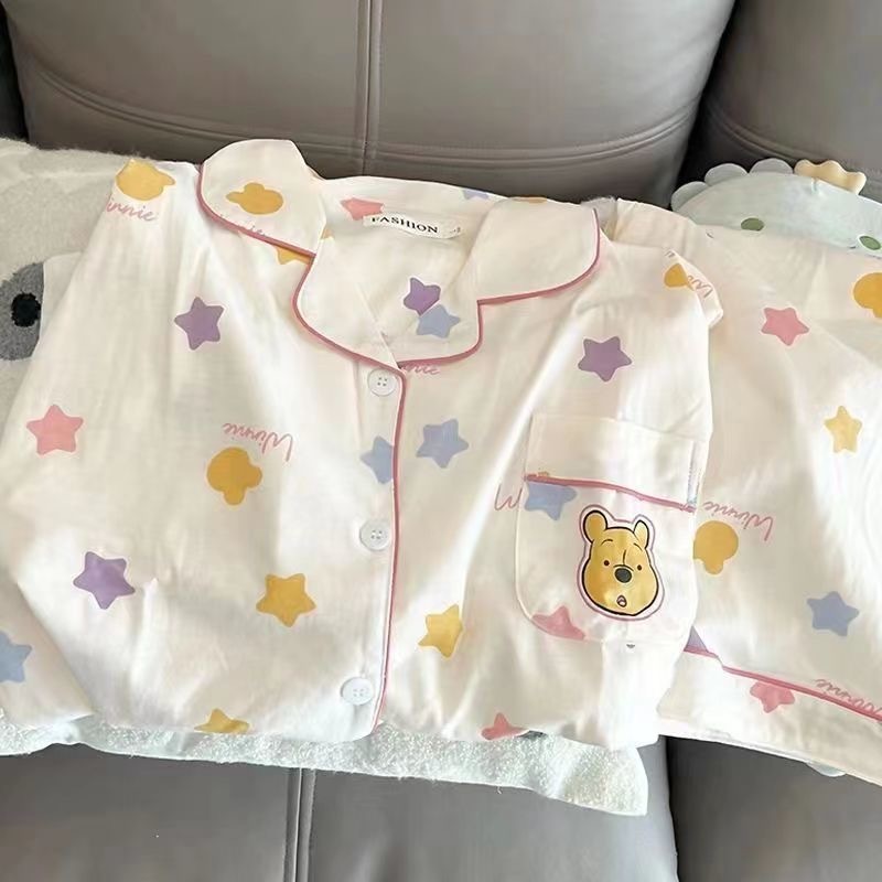 Lazy Night Piyama Gaya Jepang Untuk Wanita Lengan Pendek Gaya Ins Bintang Winnie The Pooh Pakaian Ru