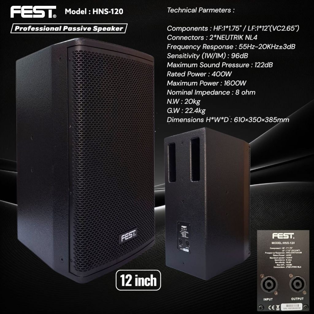speaker pasif 12 inch original fest hns 120 speaker passive 12 inch speaker soundsystem