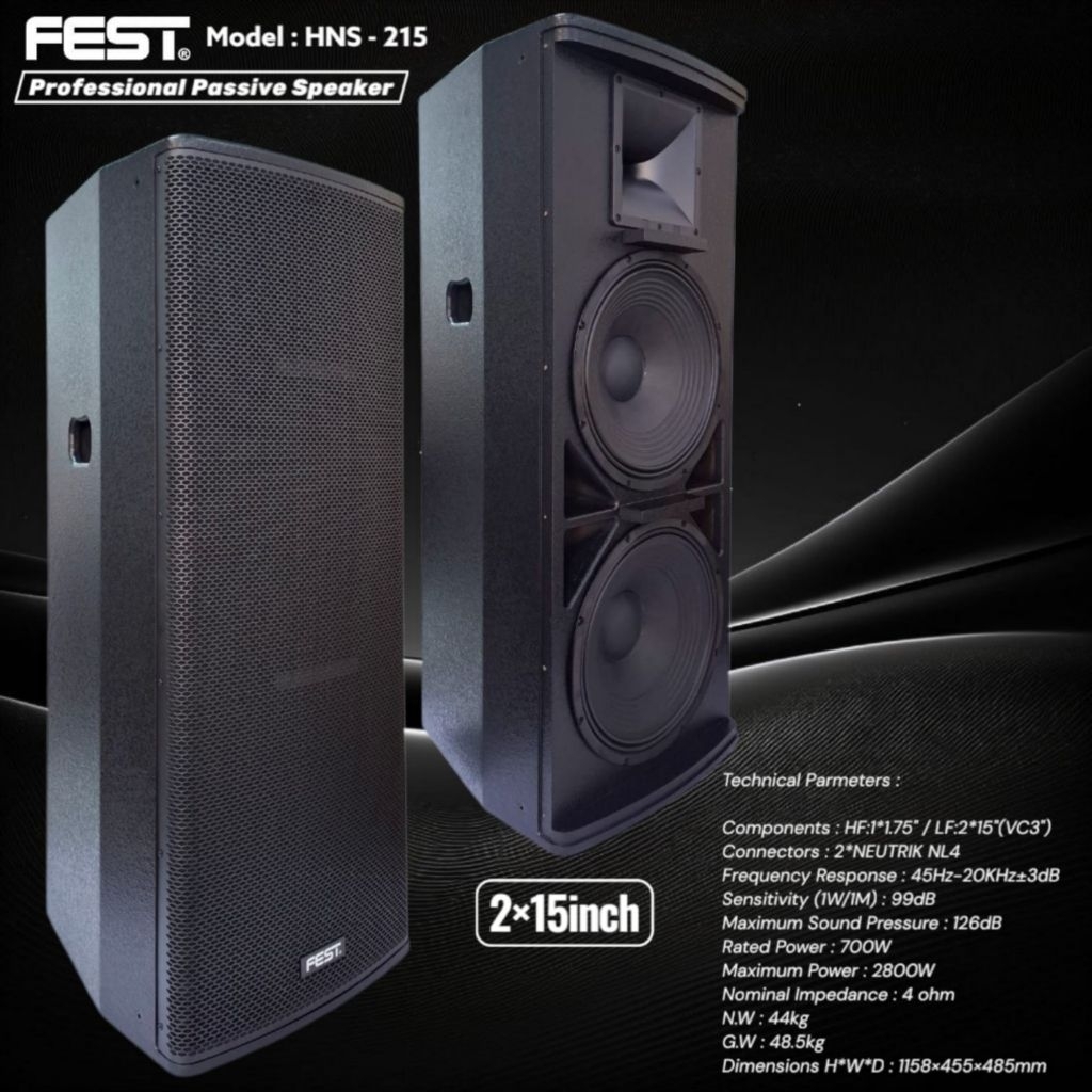 speaker pasif original fest hns 215 double speaker passive 15 inch speaker soundsystem
