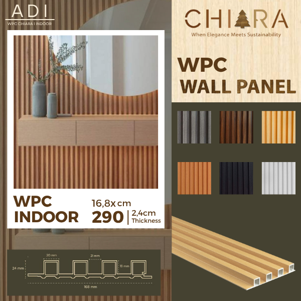 WPC Wallpanel Chiara 290cm l WPC Indoor Panel Dinding Motif Kayu l Woodpanel Dinding Indoor l WPC 4 