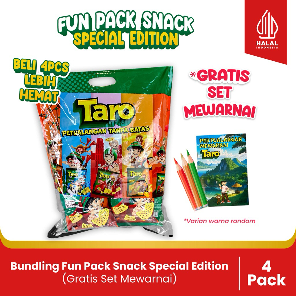 

BUNDLING- 4 Fun Pack Snack Spesial Edition-Paket Hampers Anak-(Gratis Set Mewarnai 3 pensil warna)