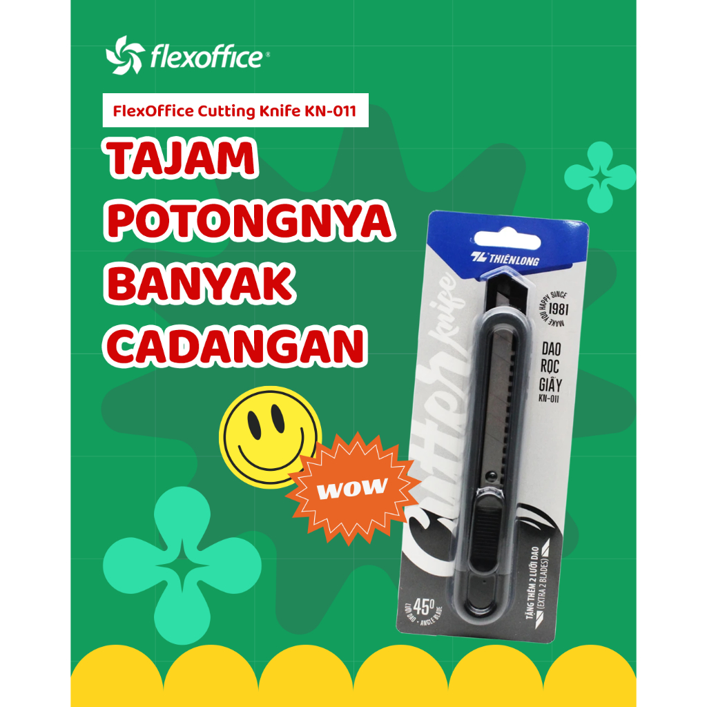 

FlexOffice Cutting Knive FO-KN011 cutter tajam kokoh kuat gratis 2 mata pisau cadangan