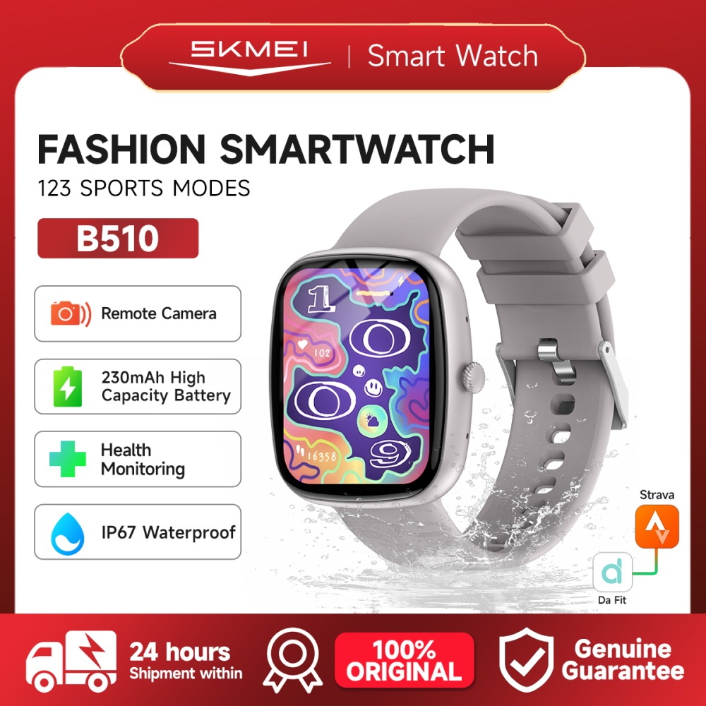 SKMEI Smartwatch B510 Jam Tangan Smartwatch Support Strava IP67 Waterproof 1.83-inch Touch Screen Bl