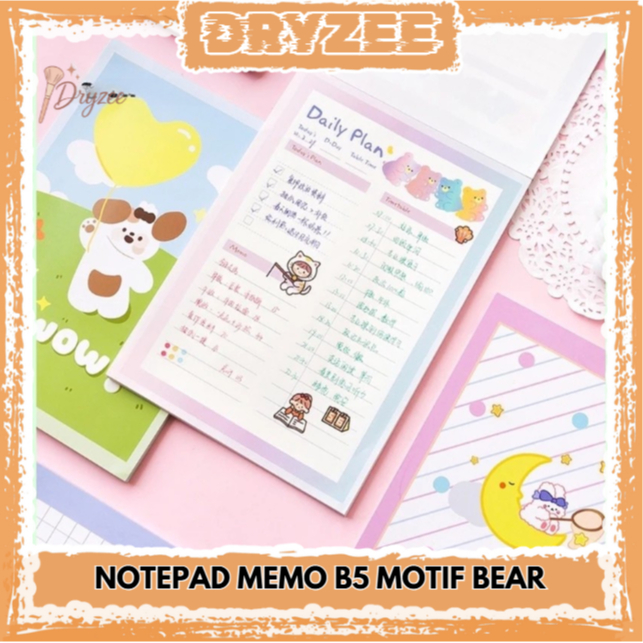 

Kertas Dekor Tulis Notepad Memo Daily Planner B5 Motif Bear - MB19