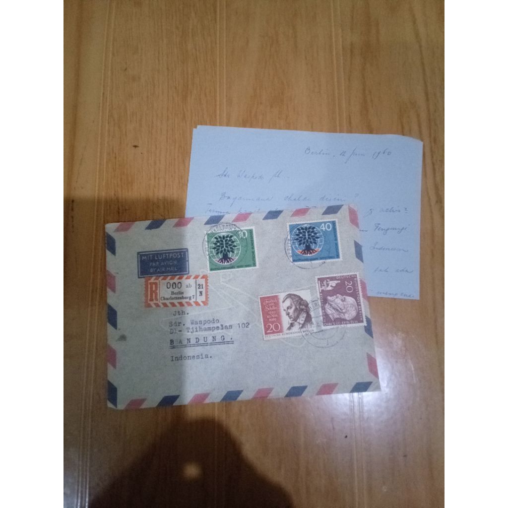 

vintage amplop perangko dan isi surat jerman barat 1960