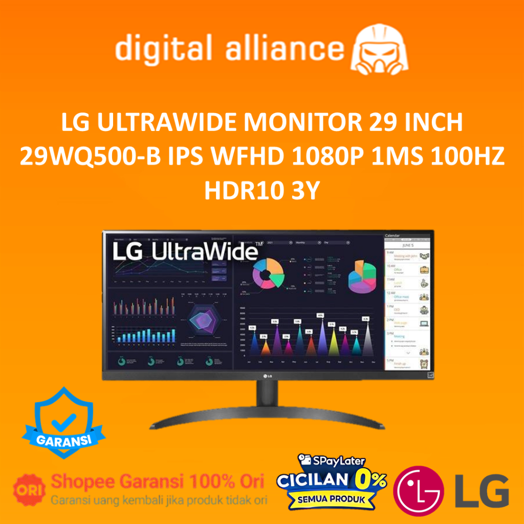LG ULTRAWIDE MONITOR 29 INCH 29WQ500-B IPS WFHD 1080P 1MS 100HZ HDR10 3Y