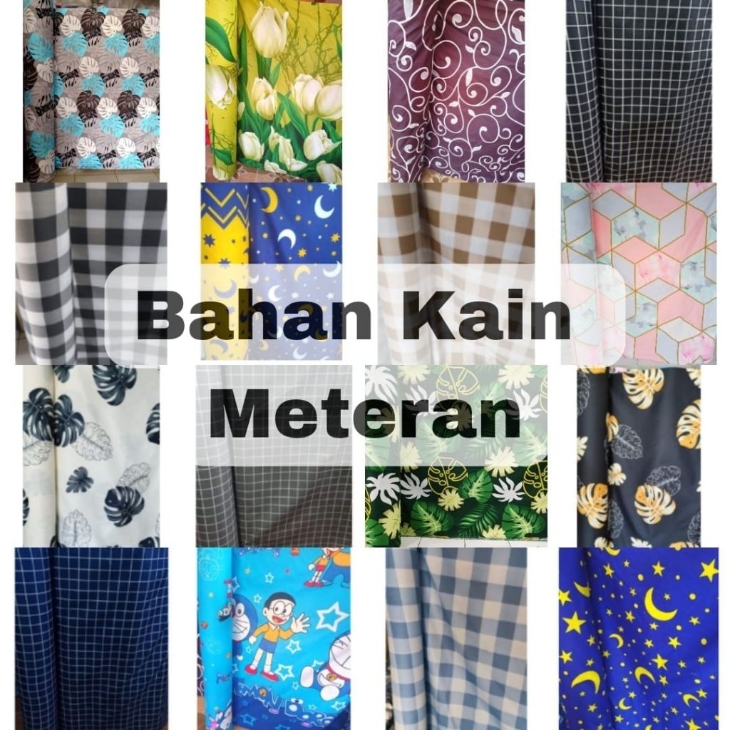 Kain Bahan Katun (2.4 meter x 1 meter) Banyak Varian Motif Bahan Sprei Gorden Celana Baju