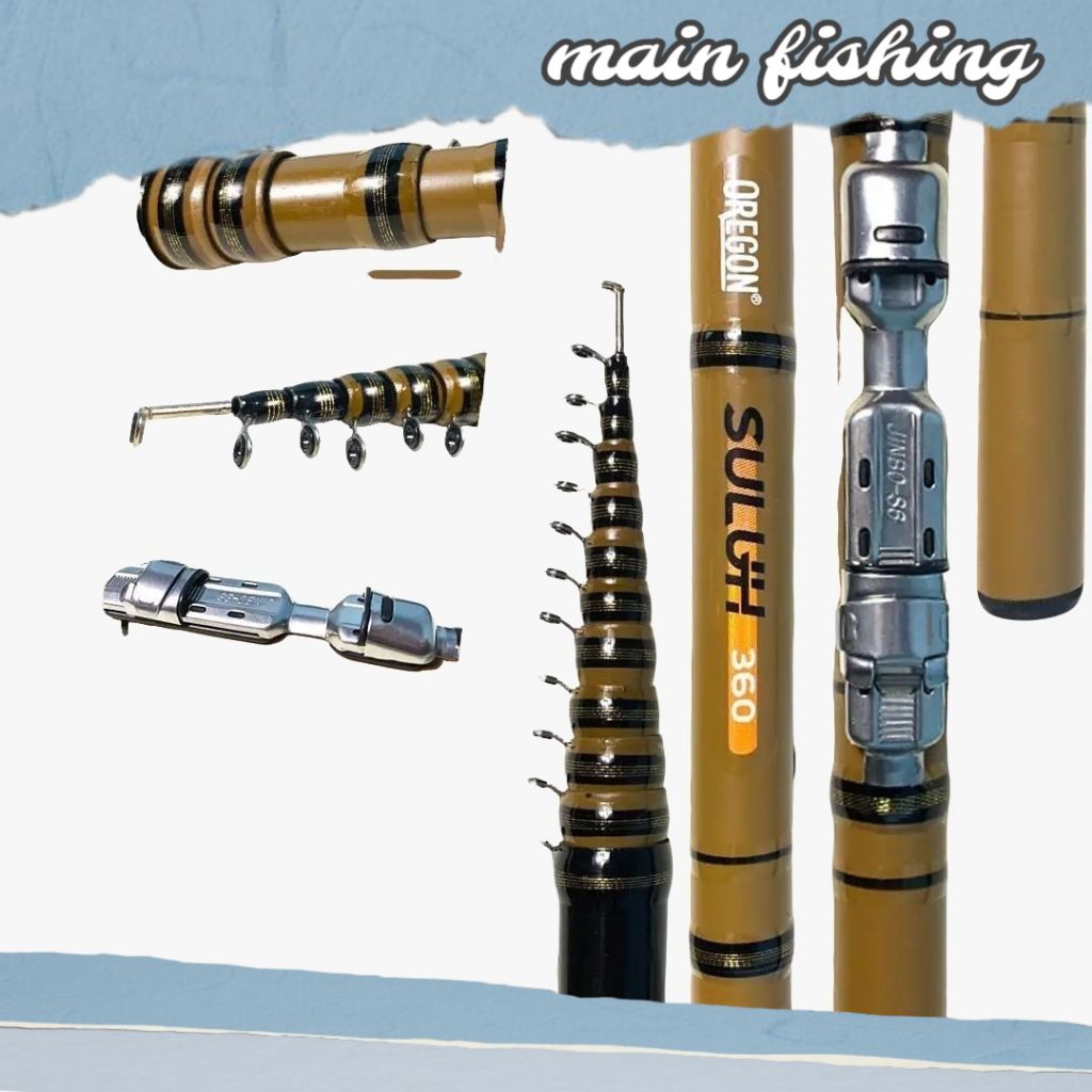 Joran Tegek Kolong OREGON SULUH ruas Pendek Bahan Fiber Action Medium Tangkai Tongkat Pancing Custom