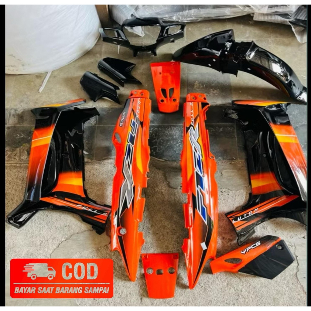 Cover Body Yamaha fizr Full set bodi motor fizr Full warna oranye hitam 2003