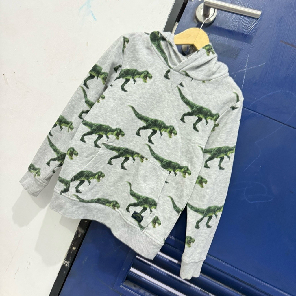 preloved jaket sweater hoodie anak dino trex hm hnm 6-7 tahun
