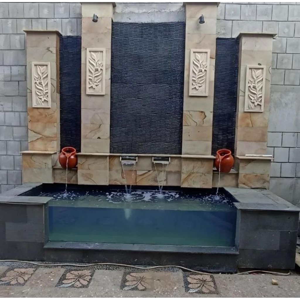 KOLAM IKAN KOI MINIMALIS/KOLAM EROPA/KOLAM IKAN AIR MANCUR BATU ALAM ANDESIT