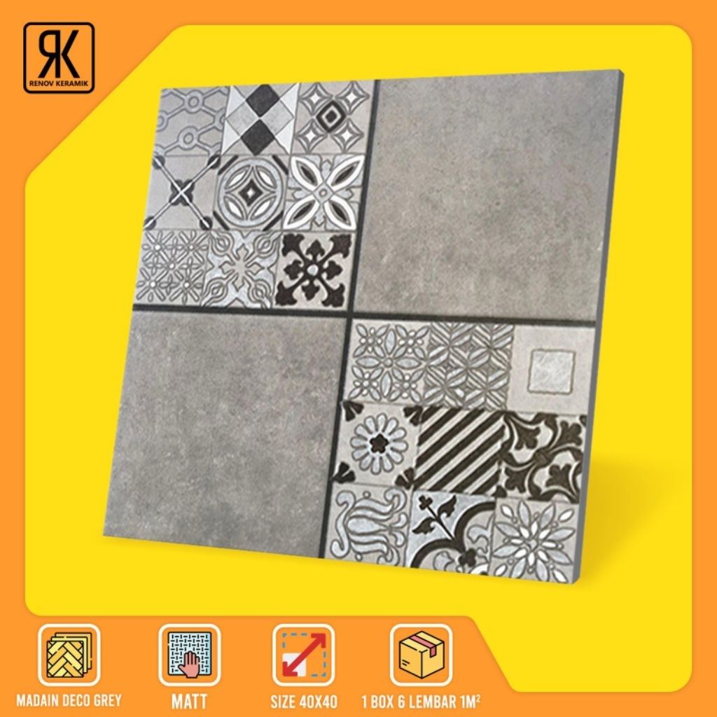 KERAMIK LANTAI MATT MADAIN DECO 40X40