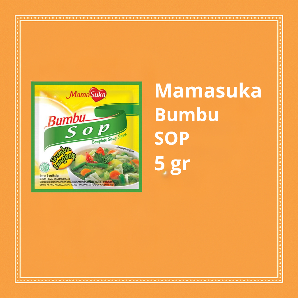 

Mamasuka Bumbu Sop 5g – Bumbu Praktis Siap Pakai untuk Sop Lezat