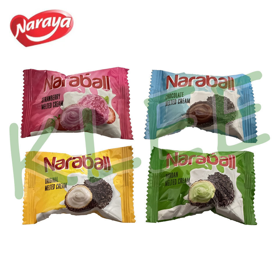 

[1 PCS] ECER Naraya NARABALL Biscuit Wafer Ball Original Chocolate Strawberry Pandan Melted Cream - Wafer Salut Cookies Mellow Delicious Rasa Original Cokelat Vanilla Stroberi Pandan - Biskuit Wafer Salut Kukis isi Krim