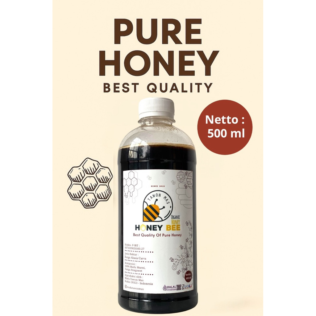 

PAGAMART MADU TAWON MAS HITAM MURNI ASLI 500ML/700GR GRADE A NEKTAR AKASIA CARVA 100% ALAMI PURE