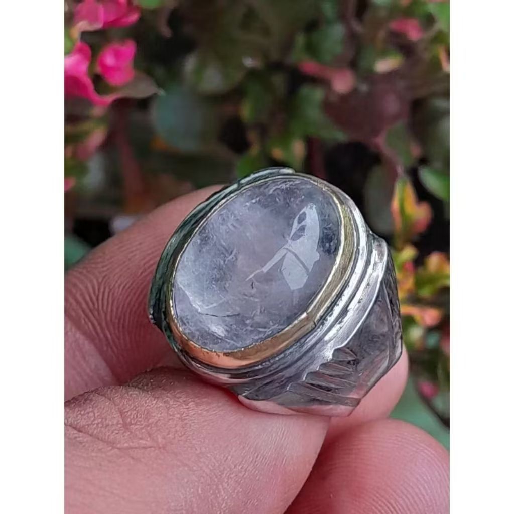 Cincin batu akik kecubung es asli kalimantan