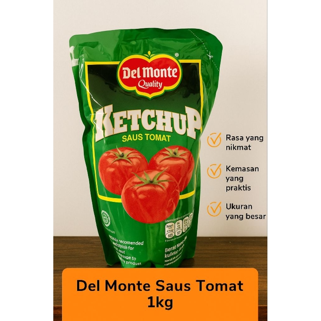 

Del Monte Saus Tomat 1kg – Ketchup Tomat Asli, Lezat & Segar