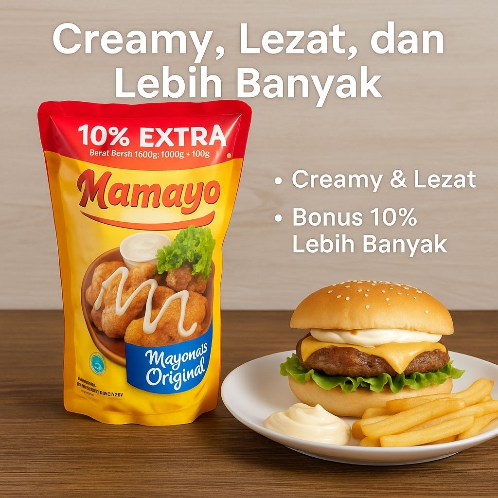 

Mamayo Mayonais Original 1000gr – Mayones Creamy Lezat untuk Salad, Burger & Gorengan