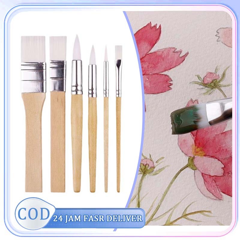 

1set Kuas Lukis Nylon Wooden Handle Kuas Cat Kuas Lukis Set Kuas Lukis Nylon