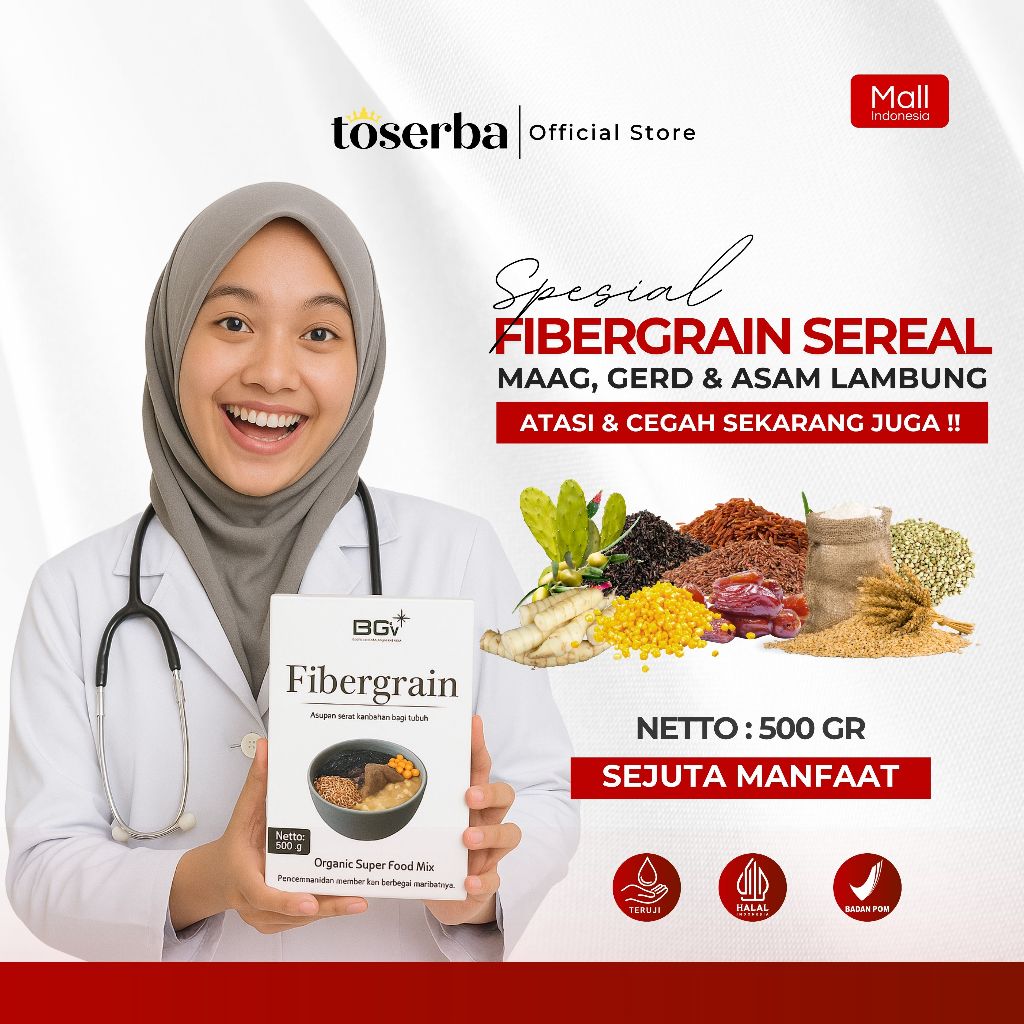 

Fibergrain Sereal Atasi Gerd, Maag Kronis & Asam Lambung 100% Mucosave (Kaktus & Zaitun) + Pati Umbi Garut