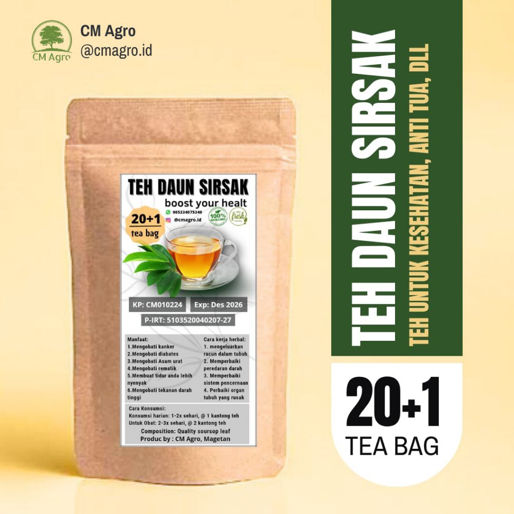 

Teh Herbal Daun Sirsak | Anti Kanker, Pegal linu, Asam Urat, imunitas dll