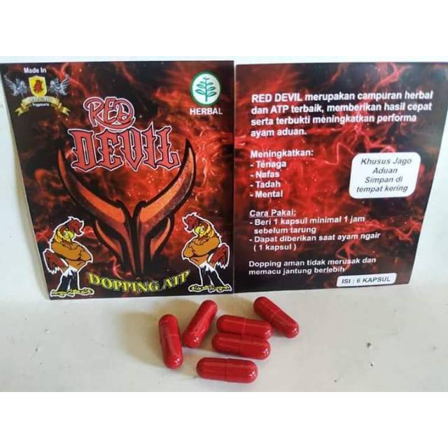 DOPING ATP AYAM RED DEVIL JALU AJI Isi 6 Kapsul HERBAL AMPUH