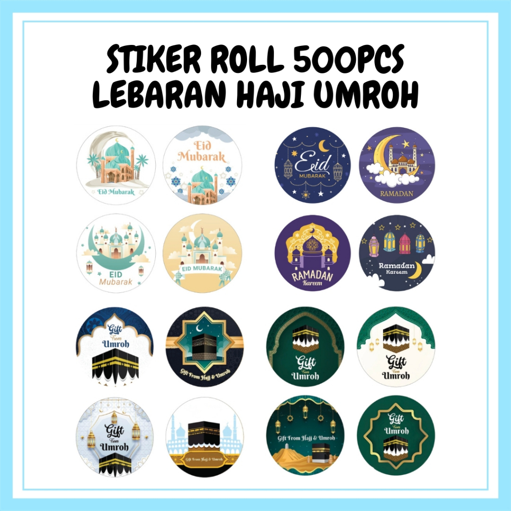 

Stiker Roll Label Bulat Stiker Bulat Tema Lebaran Idul Fitri Haji Umroh Sticker ST001