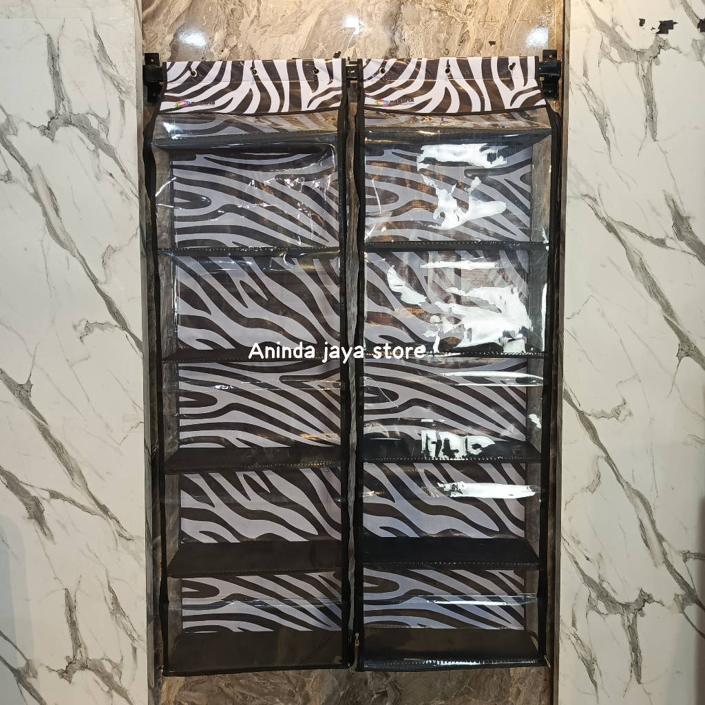 RAK TAS MOTIF ZEBRA PRINT |RAK GANTUNG TAS JUMBO | RAK | TAS TERTUTUP AESTETIC | TEMPAT TAS PORTABEL