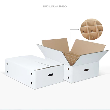 

(5pcs) Box Buah Mangga 10kg Kardus Klonal Sekat 24 Motif Putih Polos
