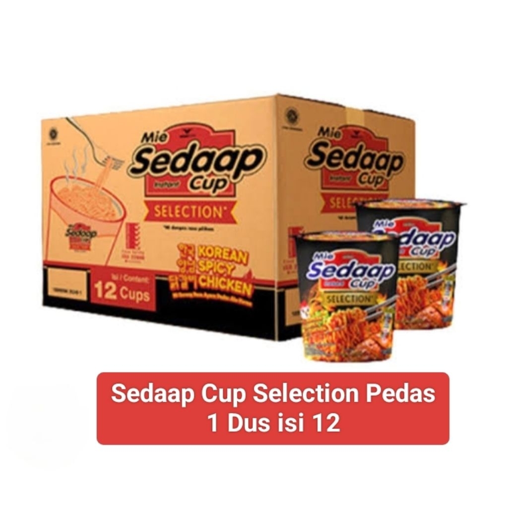 

Sedaap Cup Selection Pedas 81 gram. Korean spicy chicken. 1 Dus isi 12 pcs