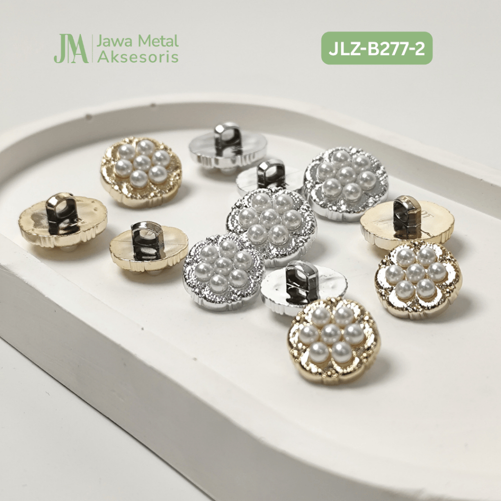 Jawa Plastic Button Kancing Plastik Mutiara Premium 15mm 18mm Aesthetic Mewah JLZ-B277-2
