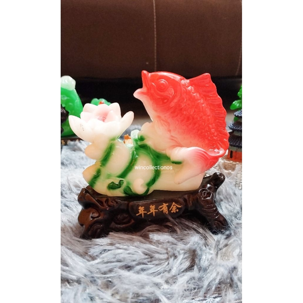 PAJANGAN IKAN KOI NIAN NIAN YOU YU Pembawa Rezeki ORI CHINA | Miniatur Feng shui ikan koi Merah | Hi