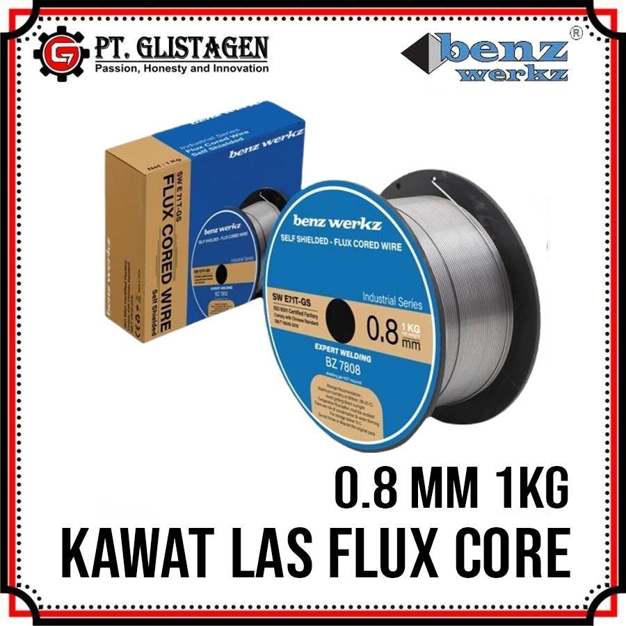 Kawat Las CO2 Flux Core Wire MIG 0.8MM dan 1.0MM 1Kg E71T-GS Tanpa Gas CO2 Benz