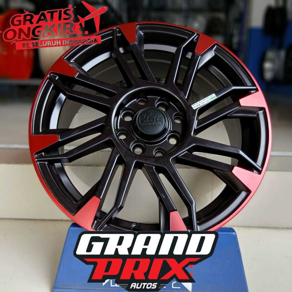 Velg Mobil Hitam Lis Merah R16X6,5 Untuk Mobilio Kijang Avanza H4X100-114 ET 42 HSR SIRIUS
