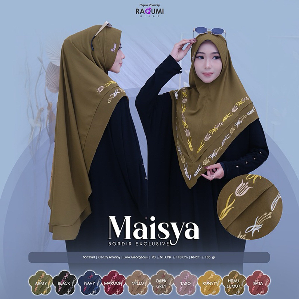 Maisya Bordir Exclusive Khimar Original Raqumi Hijab Bordir Khimar Raqumi