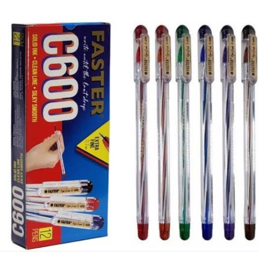 

Pulpen Faster C600 Hitam 0.7 mm (Isi 12 pcs/ Box)