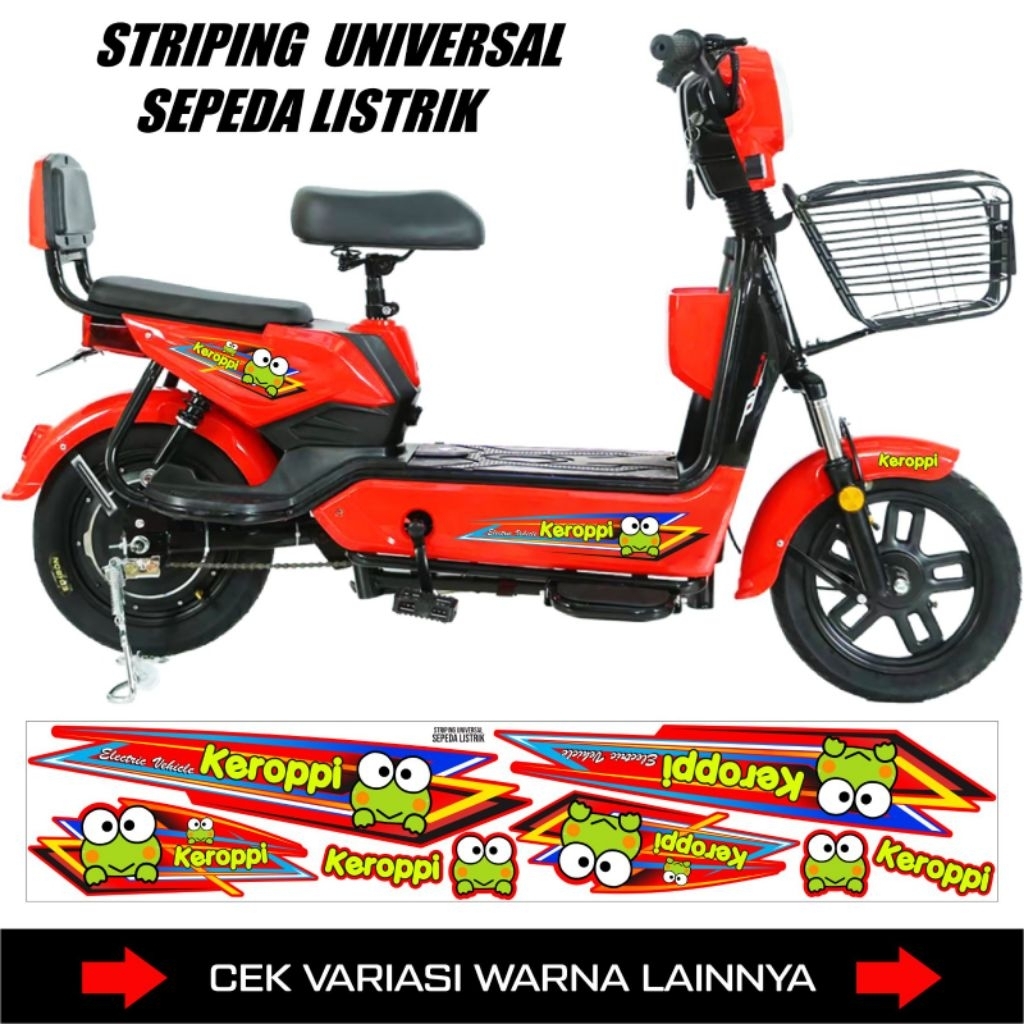 Striping Keroppi Universal Sepeda Listrik / Sticker Untuk Semua Jenis Sepeda Listrik Anak & Dewasa /
