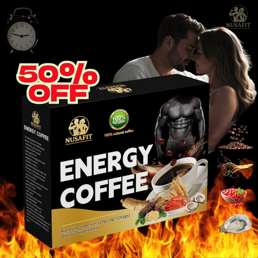

[COD] ENERGY COFFEE - Kopi Penambah Stamina, Kekuatan, Tahan Lama Pria, Gingseng dan Oyster 1 Box isi 12 Saset/10gram
