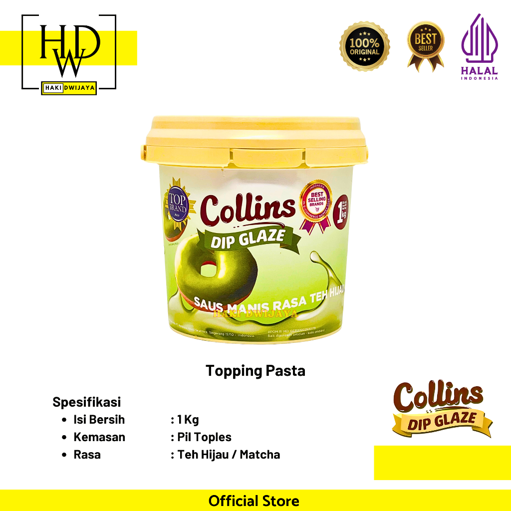 

[1kg] Collins Dip Glaze Topping, Dipping, Decoration, & Filling Rasa Teh Hijau / Matcha