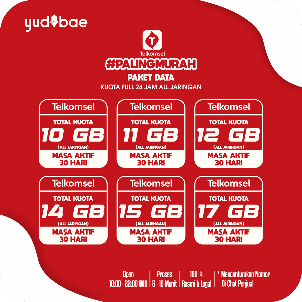 PROMO PAKET DATA TELKOMSEL TERMURAH 10 GB sampai 70 GB BY YUDABAE