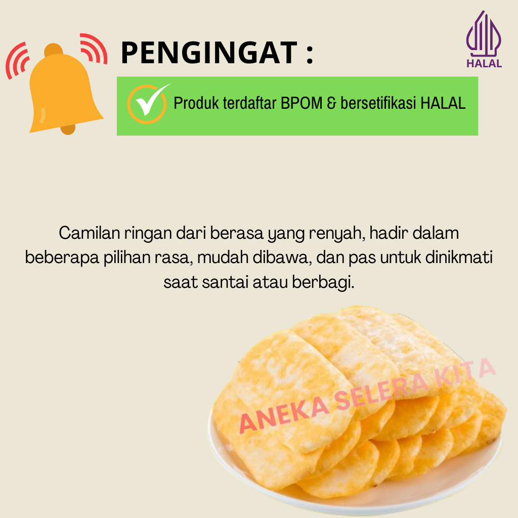 

Ygshop17 Naraya Rice, Snow & Cheese Crakers - Krekers Beras Halal