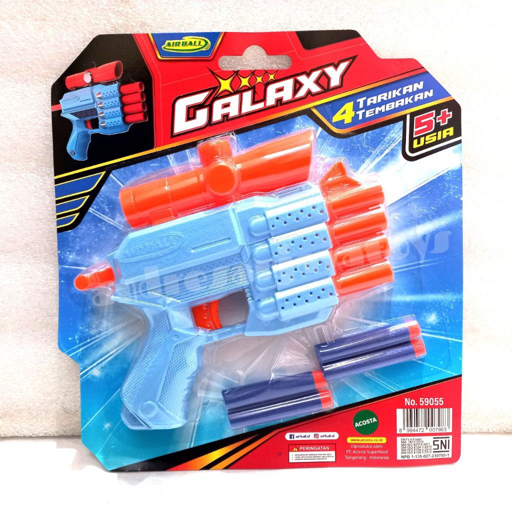 Mainan Pistol Mainan Tembakan Peluru Busa Plastik 4 Tarikan Tembakan Galaxy no 59055