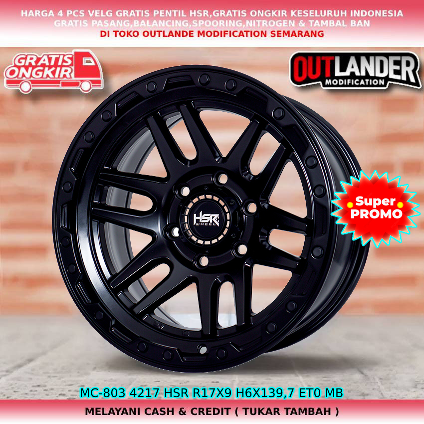 velg racing hsr lobang 6 r17 velg mobil Hilux Double Land Cruiser Prado  Fortuner dll hsr mc r17