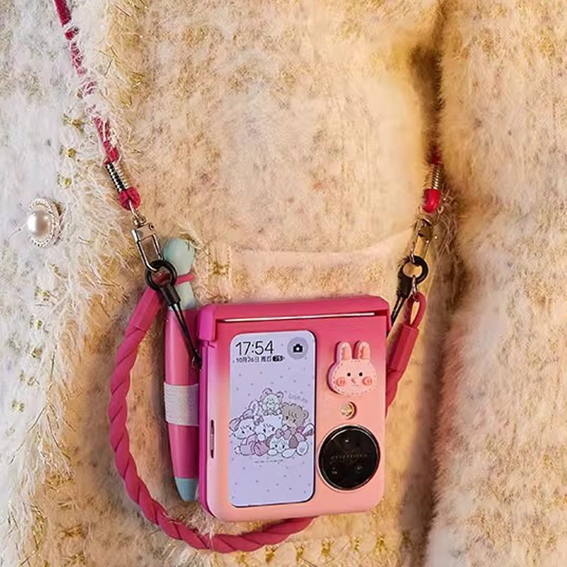 Cute flip phone case with stylus and lanyard for  OPPO Find N2 Flip / OPPO Find N3 Flip OPPO Find N2