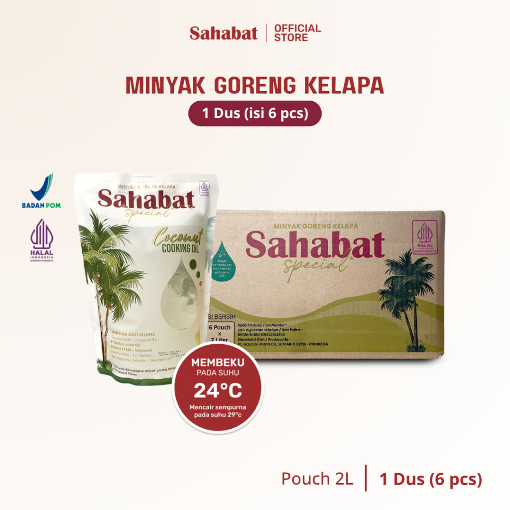 

Sahabat Special Minyak Goreng Kelapa 2L Pouch (6pcs) - Coconut Cooking Oil | 2 Liter Pouch (6 pcs/1 dus)