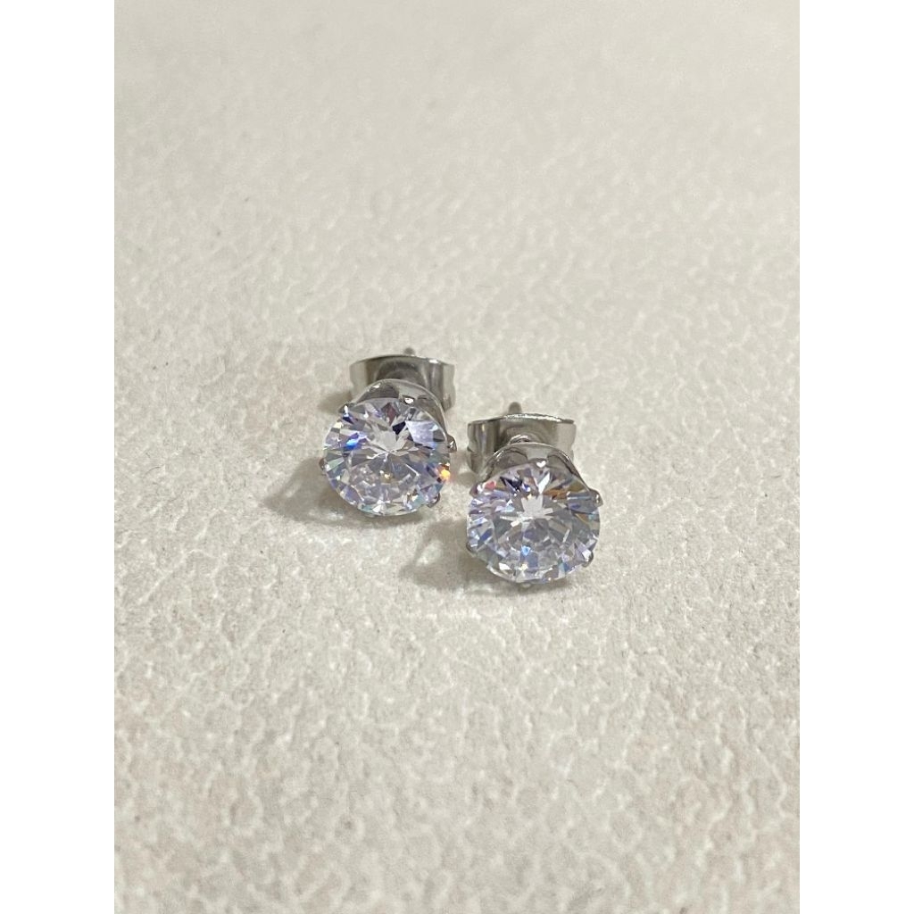 Anting Subang Big Intan Titanium Silver Cantik Elegan Trendi